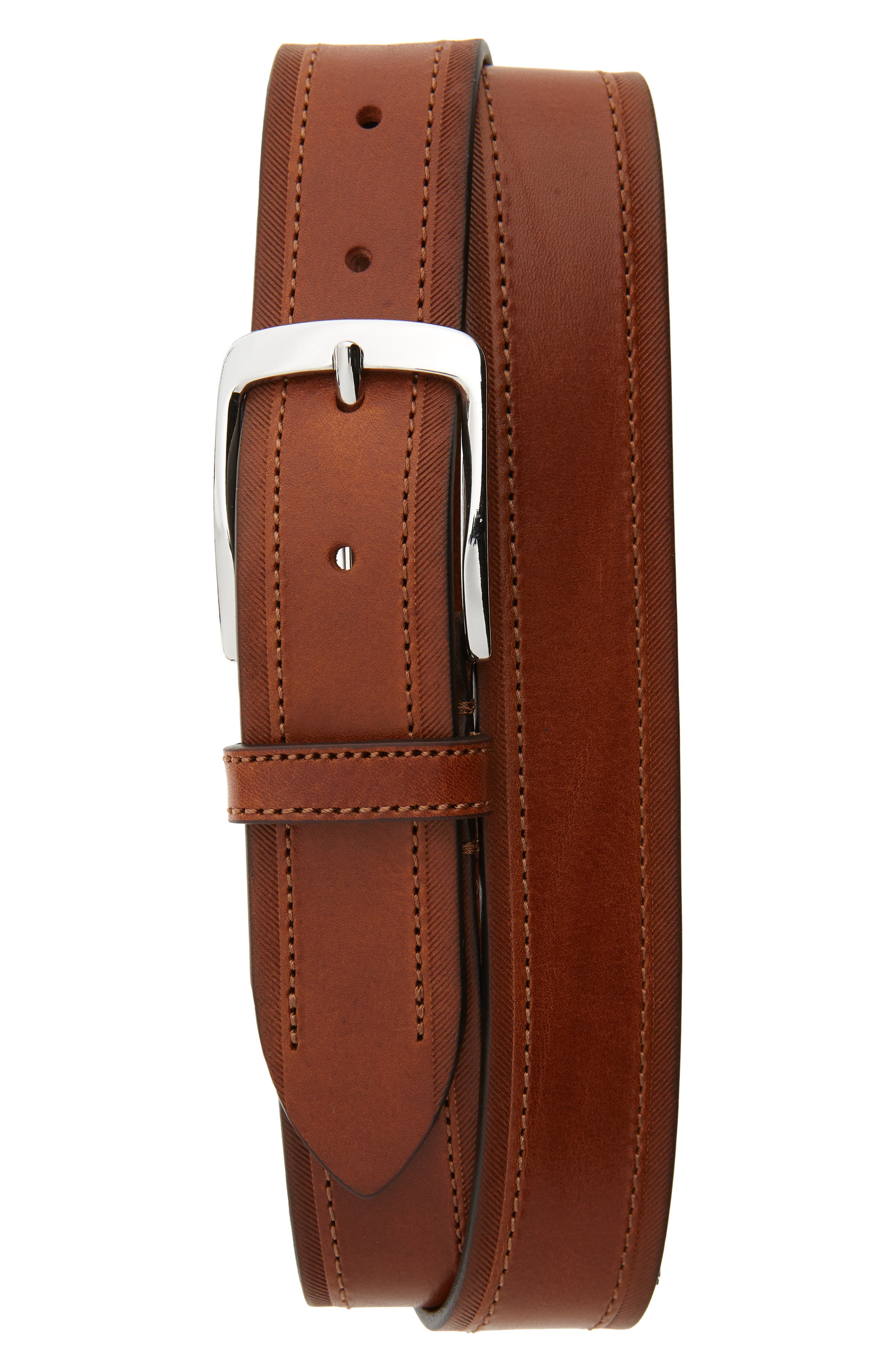 Nordstrom Shop Mario Leather Belt, Cognac