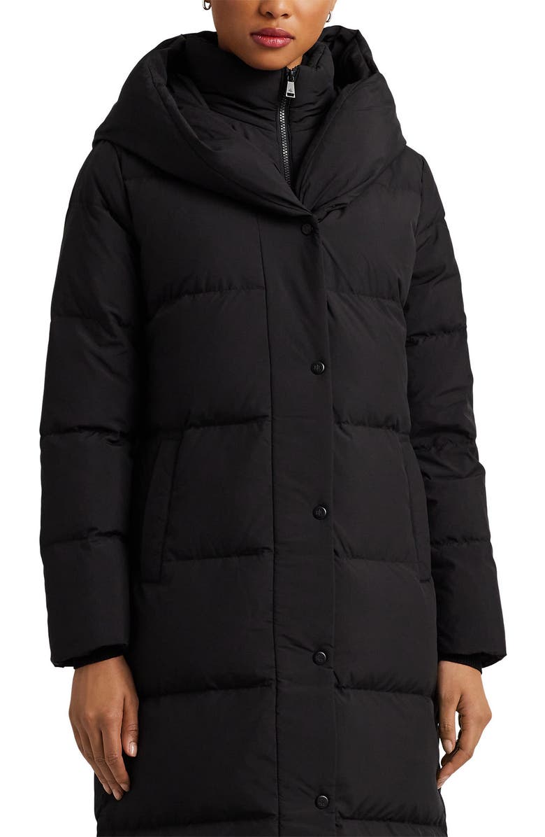 Lauren Ralph Lauren Pillow Hood Longline Down & Feather Jacket Nordstrom