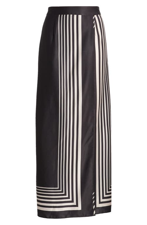 Shop Halogenr Halogen(r) Geometric Print Crossover Satin Midi Skirt In Rich Black