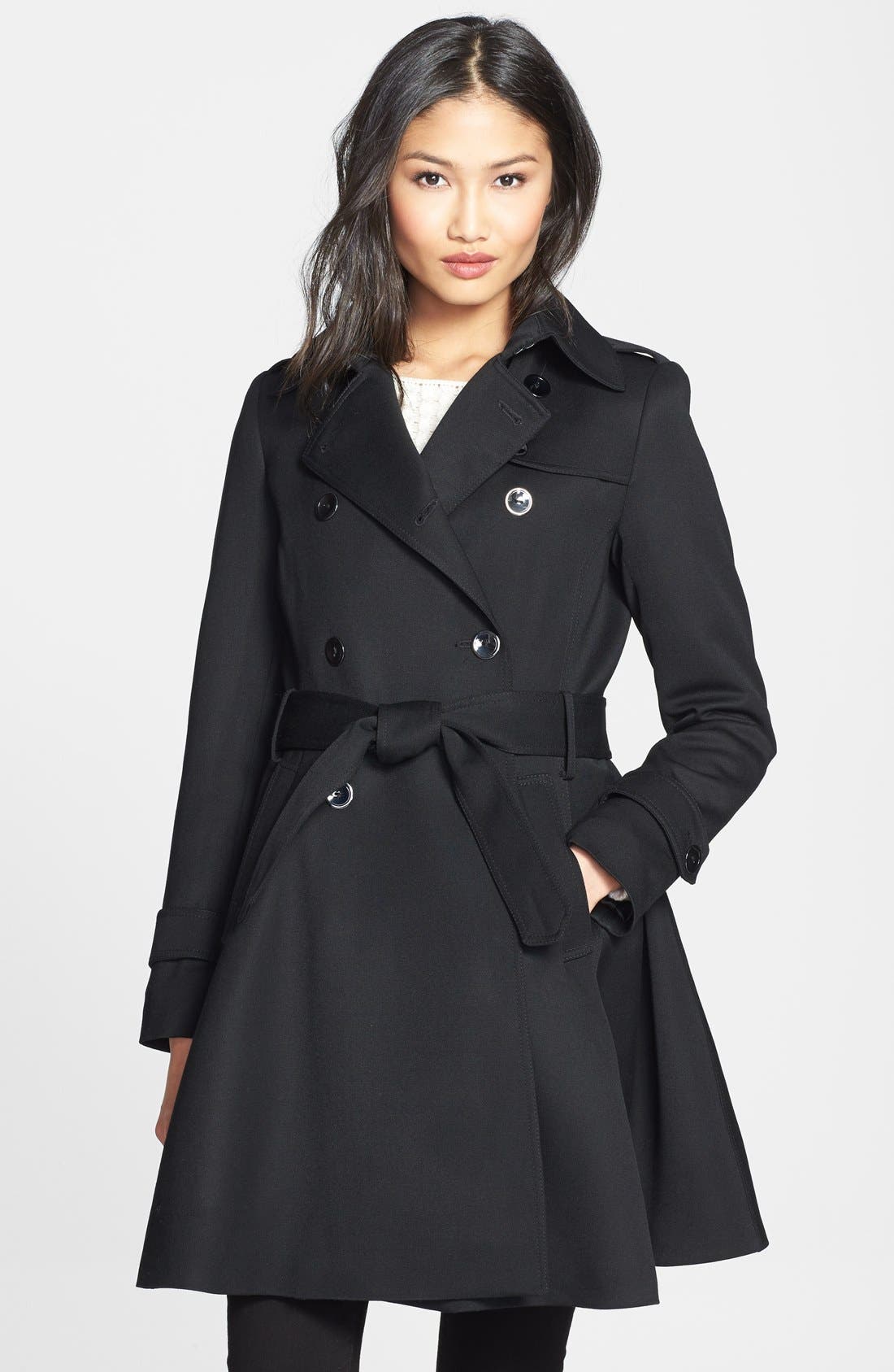 Trina Turk Flared Wool Gabardine Trench Coat (Regular & Petite) Nordstrom