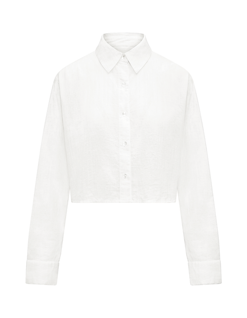 Shop Nudea The Cropped Shirt In Cotton White