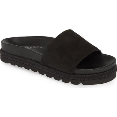 Jslides Espadrille Slide Sandal, Black