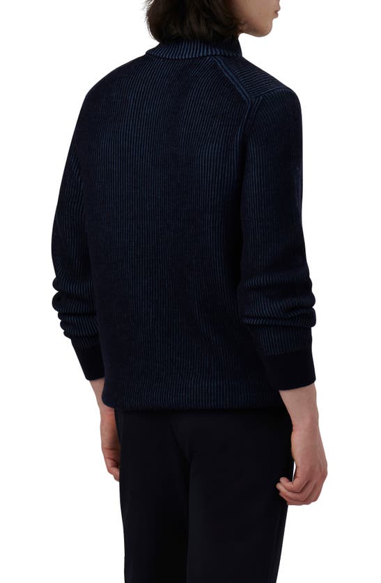 Bugatchi Quarter Zip Merino Wool Sweater In Blue