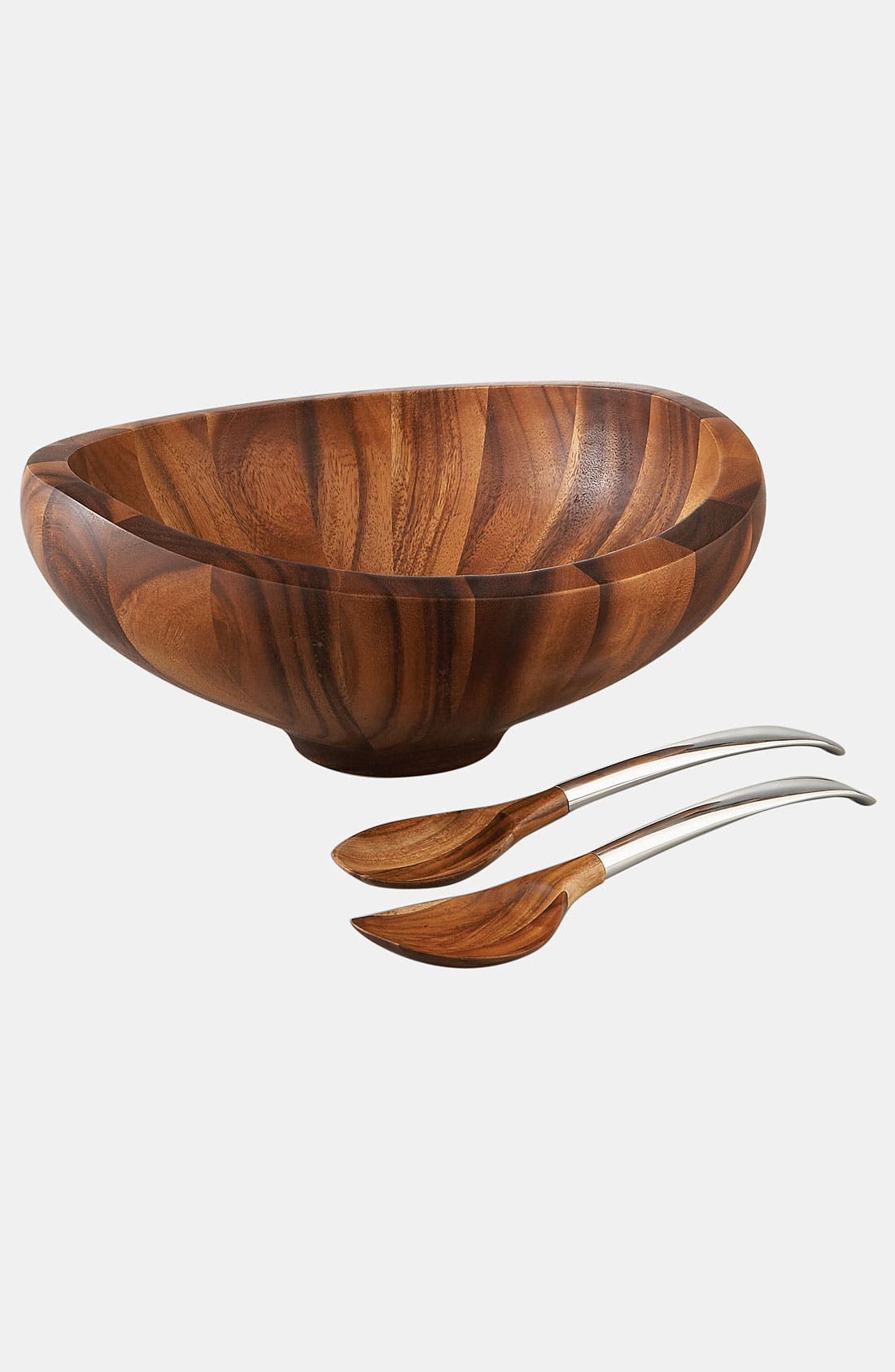 Nambe Butterfly 3 piece Wood Salad Set with Servers(incomplete bowl only)