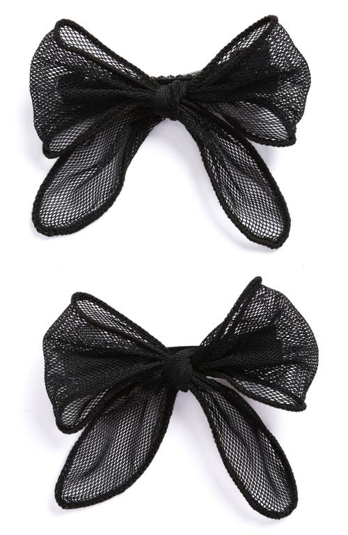 2-Pack Mesh Bow Hair Clips in Black