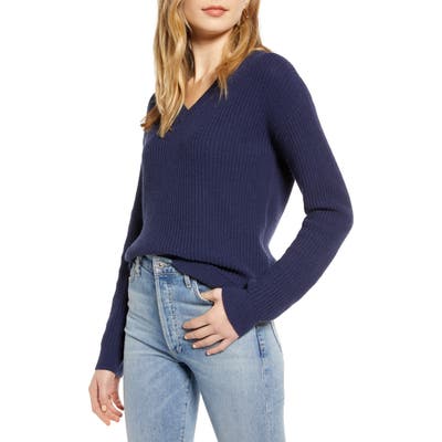 1901 Cotton & Wool Blend Shaker Sweater, Blue