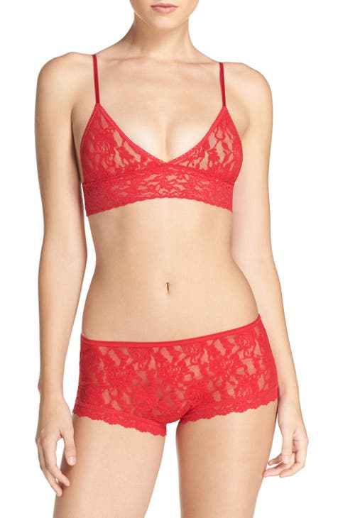 Lace Bralette with panties Red –