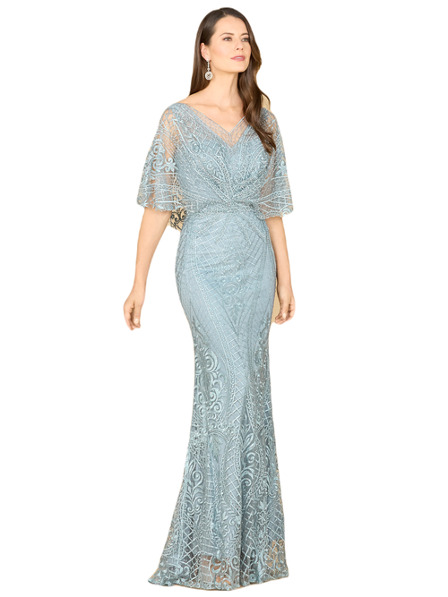 Shop Lara New York Cape Sleeve Mermaid Gown In Dusk