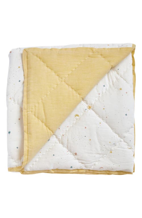 Pehr Reversible Quilted Organic Cotton Blanket In Ivory/marigold
