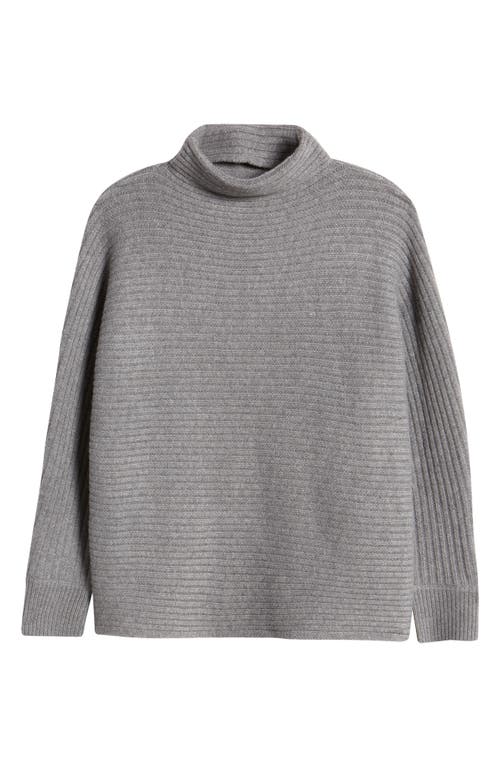 Shop Anne Klein Horizontal Rib Mock Neck Sweater In Graphite Heather Grey