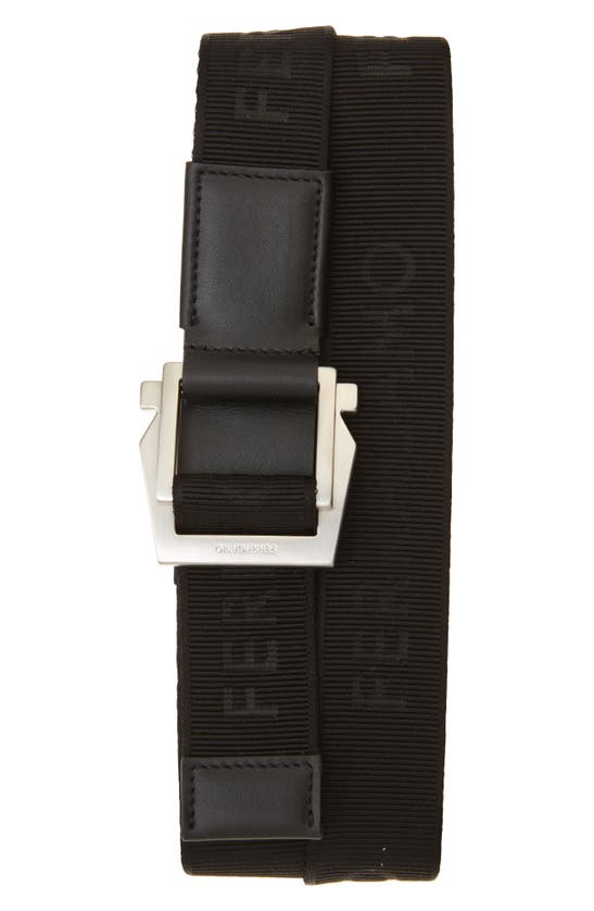 Shop Ferragamo Jacquard Webbing & Leather Belt In Nero Nero