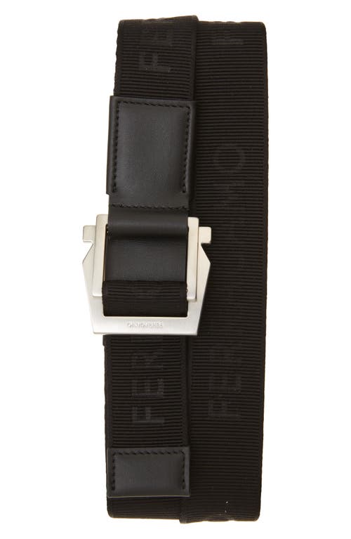 FERRAGAMO Jacquard Webbing & Leather Belt Nero at Nordstrom, Eu