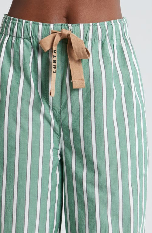 Lunya Airy Cotton Long Sleeve Pant Set Giverny Stripe In Giverny Stripe