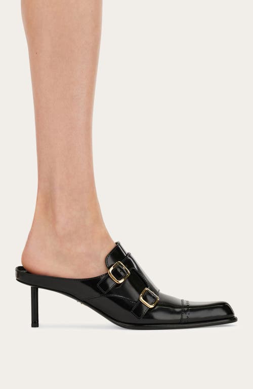 Shop Ferragamo Anette Buckle Mule In Nero Nero Nero