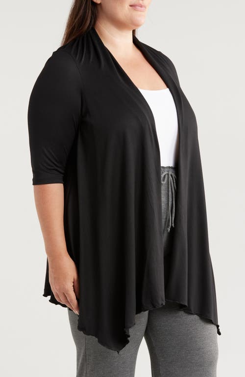24seven Comfort Apparel Open Front Long Cardigan In Black