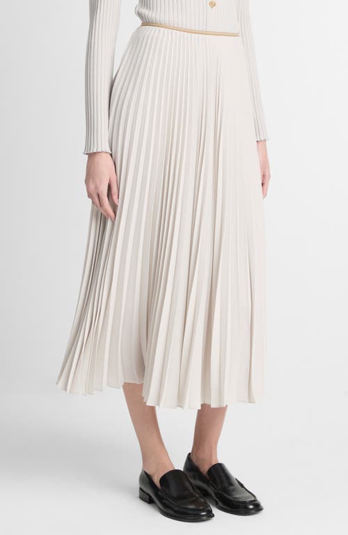 Shop Vince Pleated Midi Skirt In Salt/glass