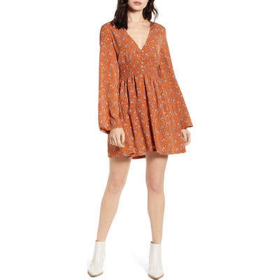Lira Clothing Holland Long Sleeve Minidress, Brown