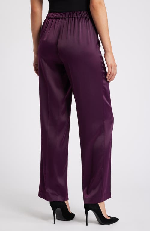 Shop Anne Klein Pull-on Wide Leg Pants In Deep Plum