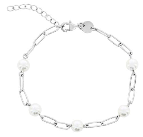 Donatello Gian Pearl Chain Link Bracelet In Silver