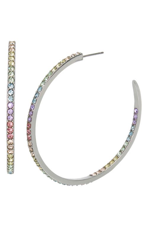 Pastel Crystal Inside Out Hoop Earrings in Silver Multi