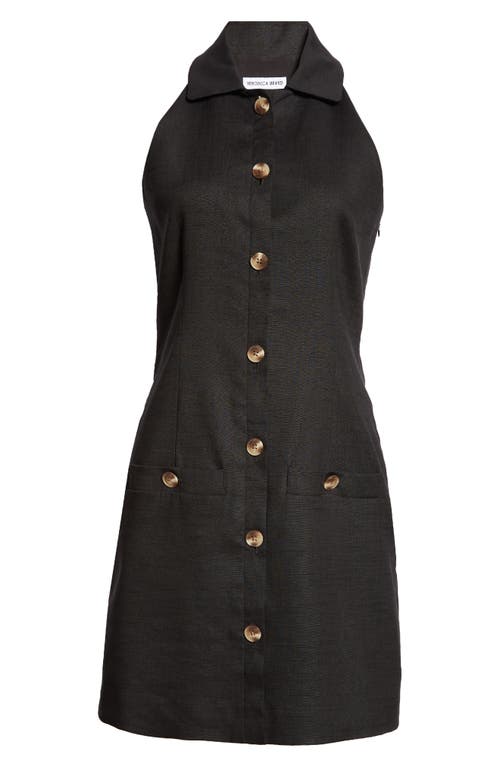 Shop Veronica Beard Roxanne Linen Blend Button-up Minidress In Black