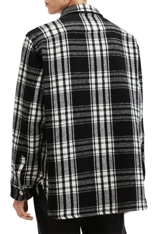 Shop Allsaints Imber Relaxed Fit Check Overshirt In Black/ecru White