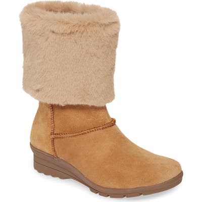 Taryn Rose Erica Faux Fur Weatherproof Boot, Brown