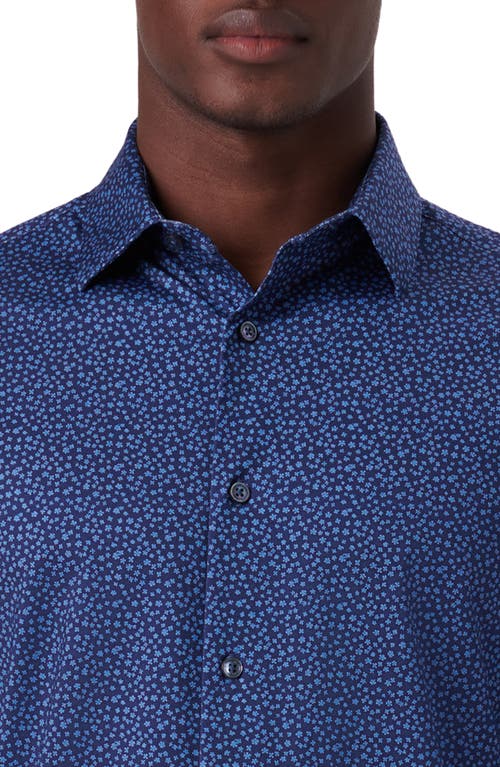 Shop Bugatchi James Ooohcotton® Floral Button-up Shirt In Navy