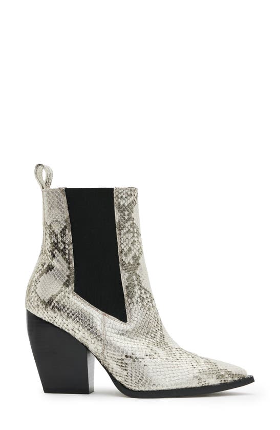 Shop Allsaints Ria Snake Embossed Pointed Toe Chelsea Boot In Metallic Gold