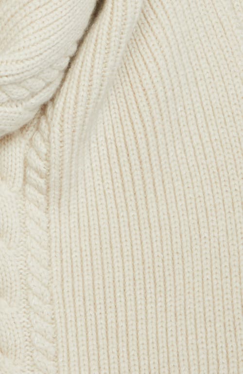 Lafayette 148 New York Pompom Fringe Mixed Stitch Cashmere Scarf In Buff Melange