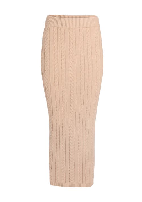 Shop Ser.o.ya Prunella Cable Knit Skirt In Tan