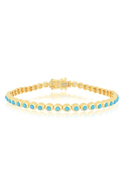 Ef Collection Turquoise & Diamond Pillow Eternity Bracelet In 14k Yellow Gold