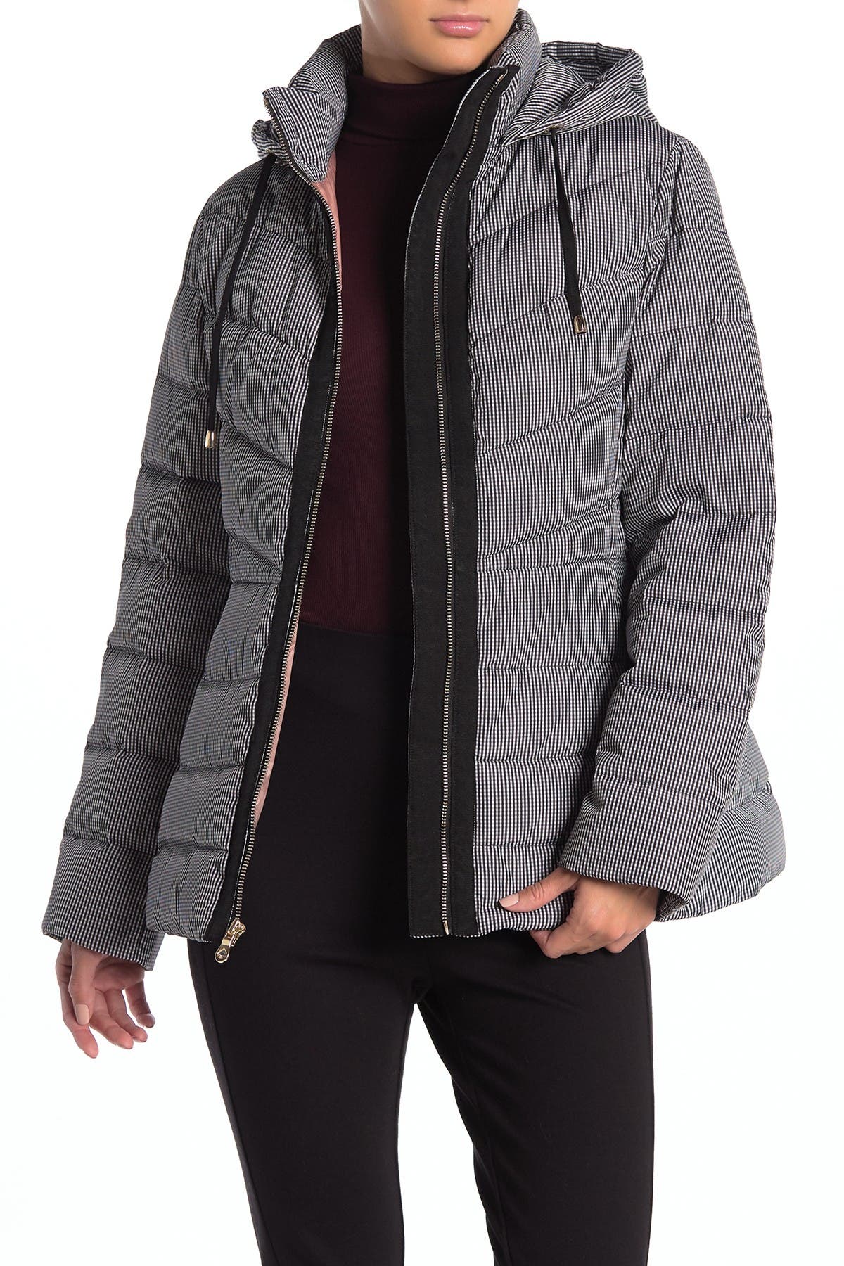 kate spade new york faux fur trim hooded puffer coat