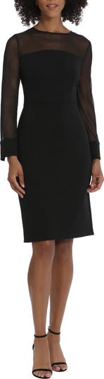 Illusion yoke crepe clearance sheath dress maggy london