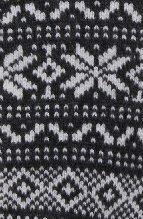 Shop Eleventy Norwegian Fair Isle Cashmere Knit Gloves In Carbon And White