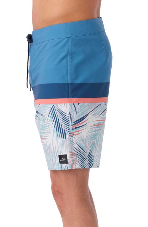 Shop O'neill Hyperfreak Heat Block Swim Trunks In Blue Palm