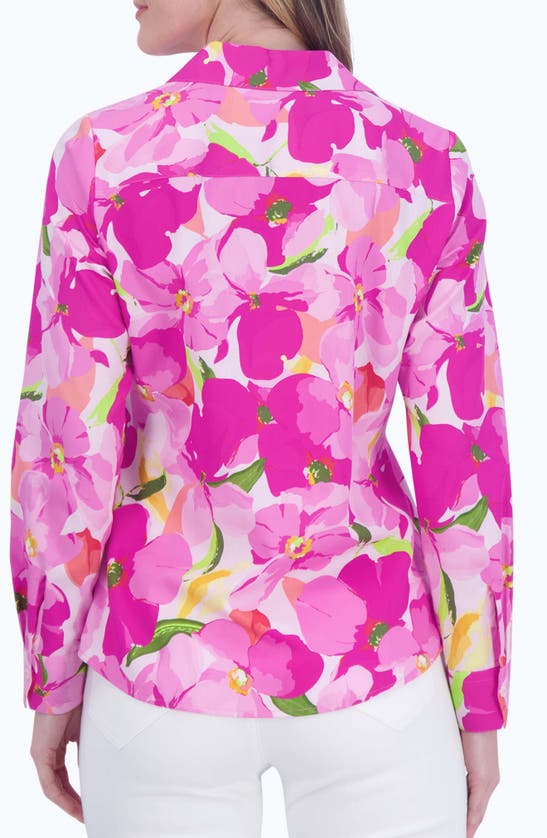Foxcroft Mary Floral Non-iron Cotton Button-up Shirt In Pink Multi