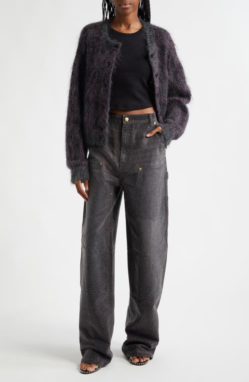 Alexander Wang Hotfix Crystal Wide Leg Carpenter Jeans In Saloon Bar