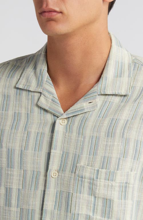 Shop Corridor Check Jacquard Short Sleeve Cotton Button-up Shirt In Blue