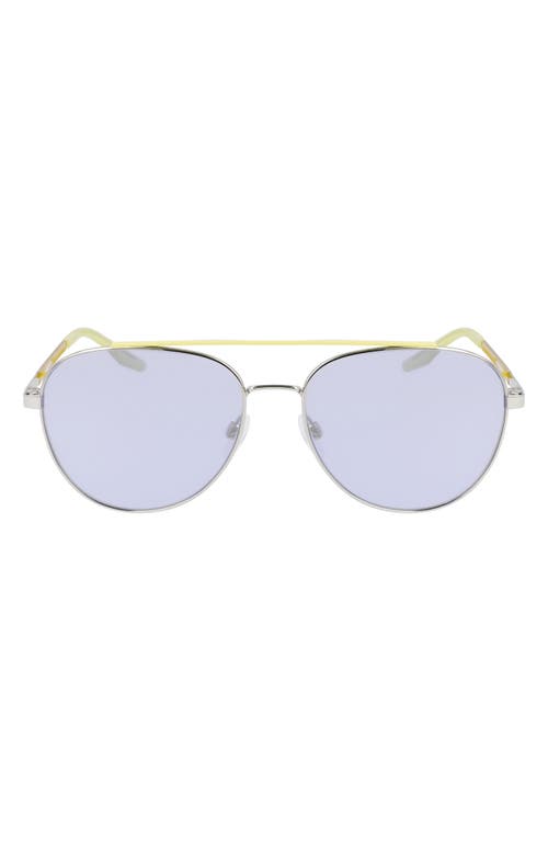 Shop Converse Activate 57mm Aviator Sunglasses In Shiny Silver/gold Mirror