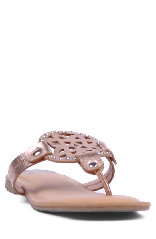 Dv Dolce Vita Gotie Laser Cut Studded Thong Sandal In Rose Gold