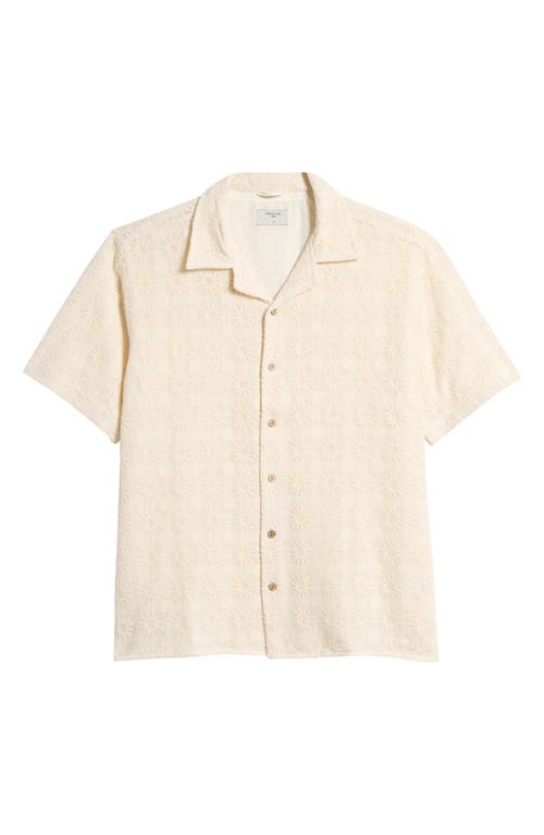 Shop Percival Crochet Poplin Cotton Camp Shirt In Ecru