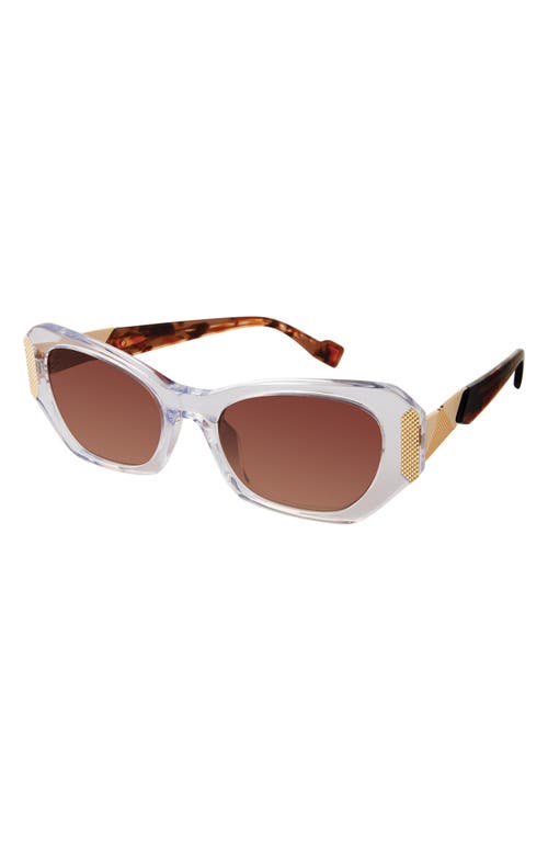 Clover 55mm Rectangular Sunglasses in Crystal/Brown