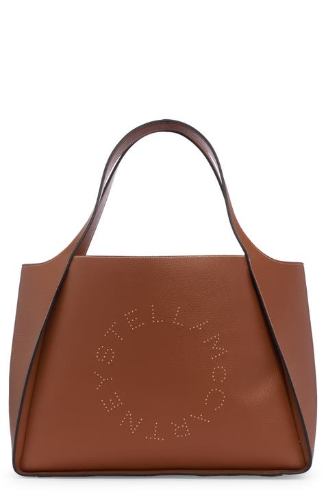 Studded Logo Faux Leather Tote