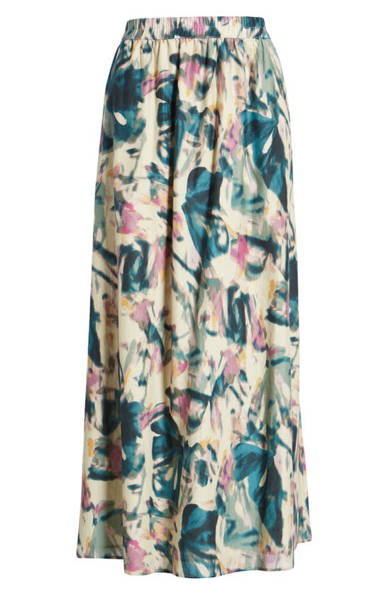 Shop Nordstrom Print Cotton & Silk Maxi Skirt In Beige B- Purple Sao Abstract