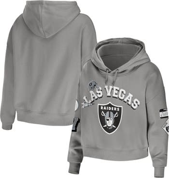 Women's WEAR by Erin Andrews Gray Las Vegas Raiders Plus Size Modest  Cropped Pullover Hoodie