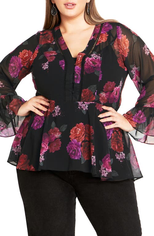City Chic Chaya Floral Long Sleeve Top in Prize Floral at Nordstrom