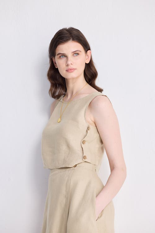Reistor Boxy Crop Top In Neutral Beige
