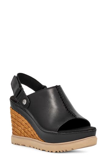 Ugg Abbot Wedge Slingback Sandal In Black
