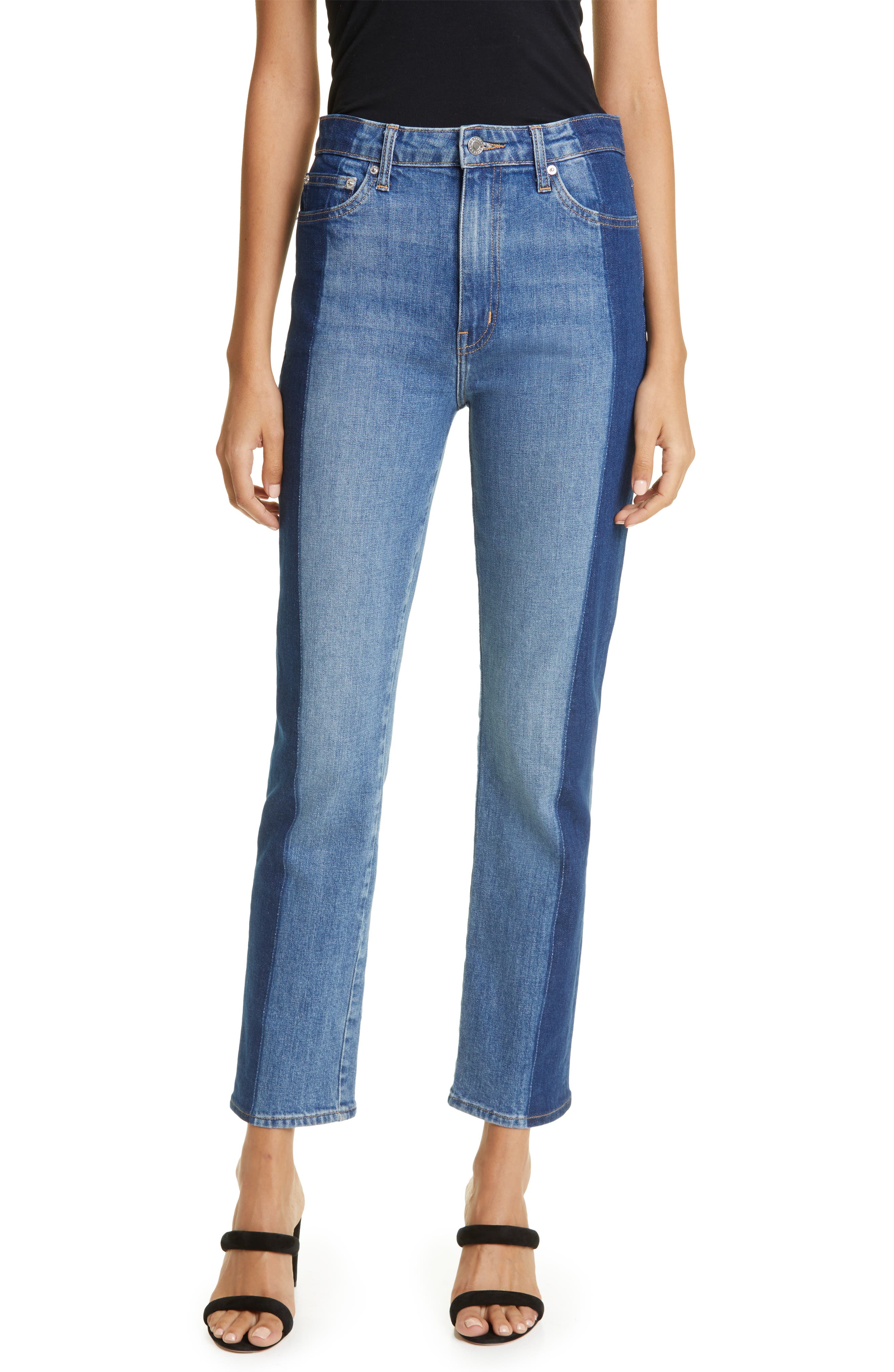 two tone denim jeans